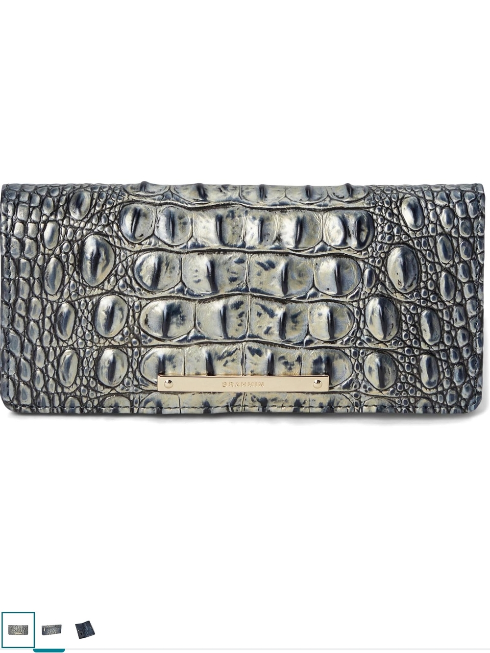 Brahmin Twilight Blue Leather Ady Wallet - Blue Metalic NWT